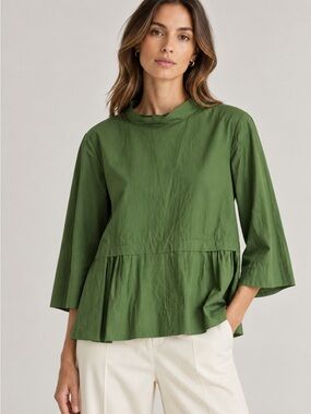 Marni 3/4 Sleeve Peplum Top in Green - IT 40 (US 4)